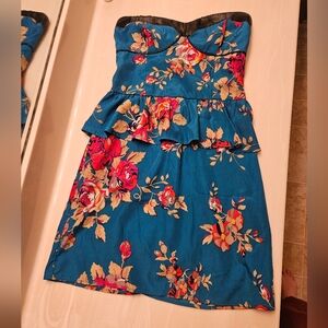 Blue floral strapless sundress